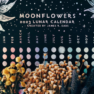 Moonflowers Lunar Calendar 2023 Print Studio Blog x James R. Eads James R. Eads fine art prints and Prisma Visions tarot cards